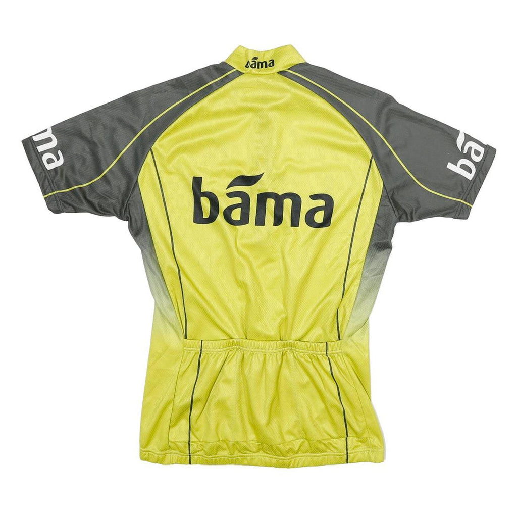 Mens Yellow & Grey Sport Zip Neck Cycling T-Shirt M Short Sleeve Polyester