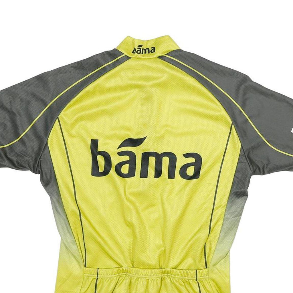 Mens Yellow & Grey Sport Zip Neck Cycling T-Shirt M Short Sleeve Polyester