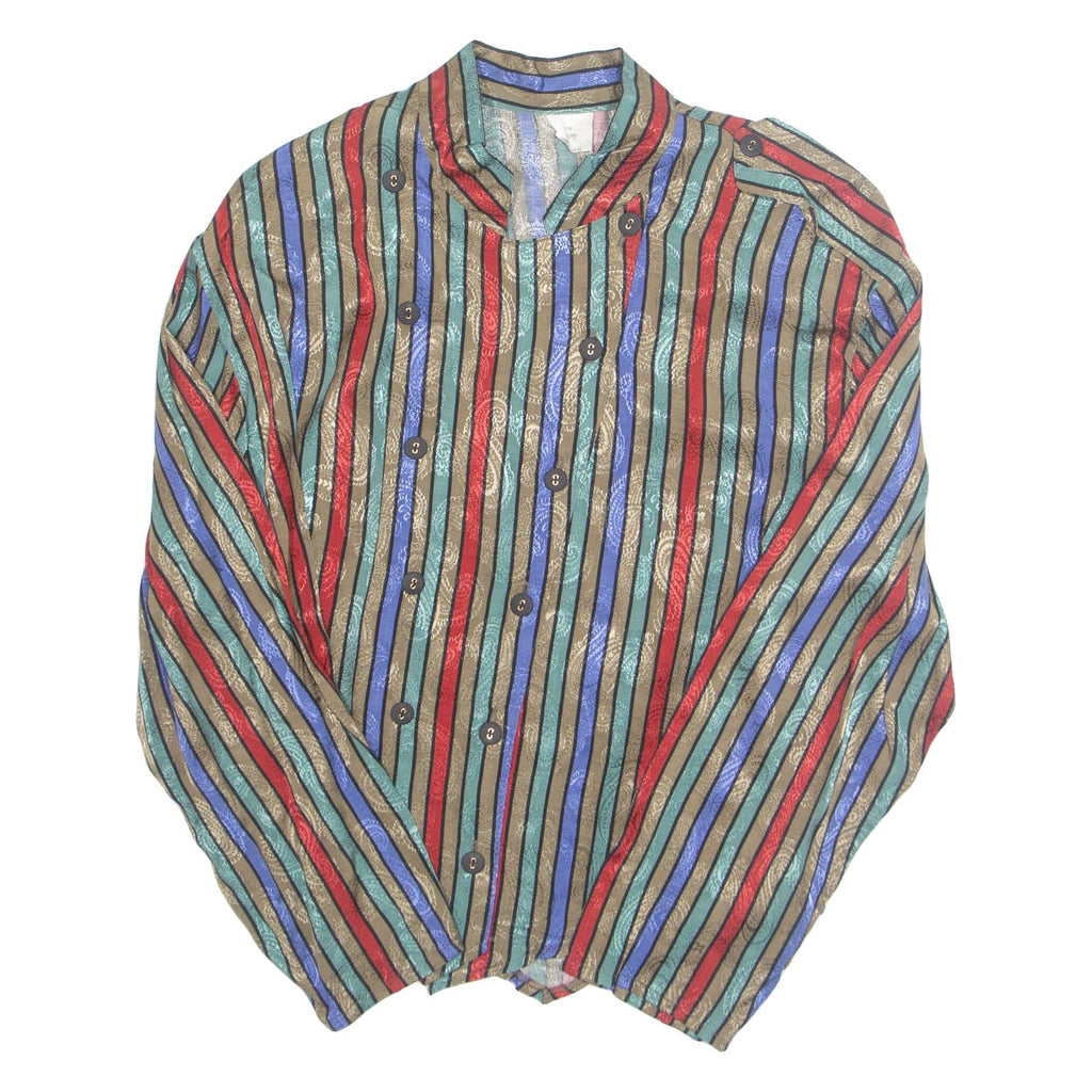 Womens Printed Blouse Brown Long Sleeve Striped M