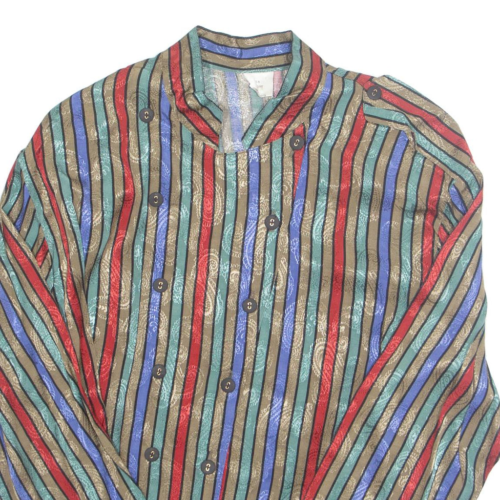 Womens Printed Blouse Brown Long Sleeve Striped M