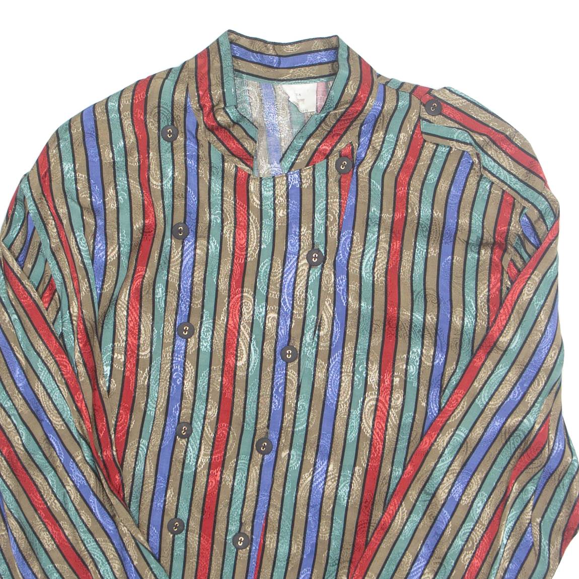 Womens Printed Blouse Brown Long Sleeve Striped M