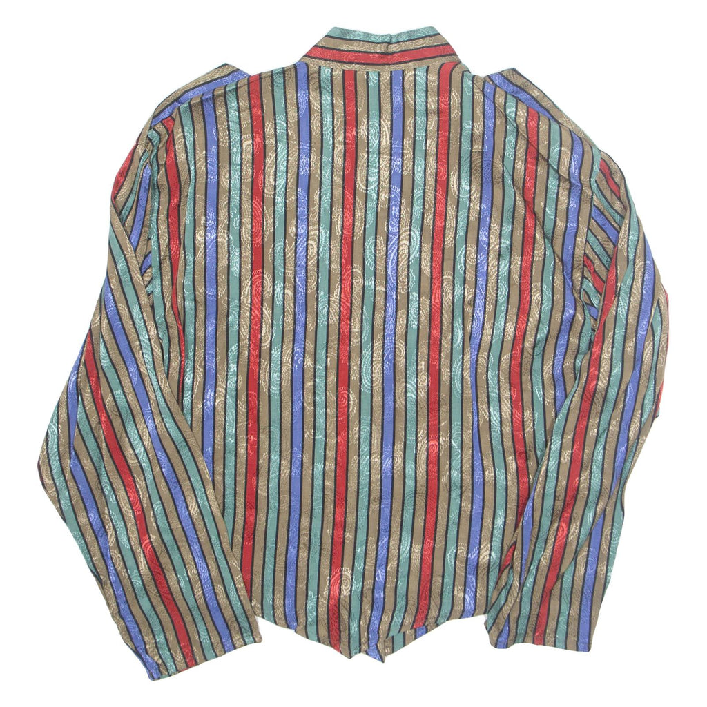 Womens Printed Blouse Brown Long Sleeve Striped M