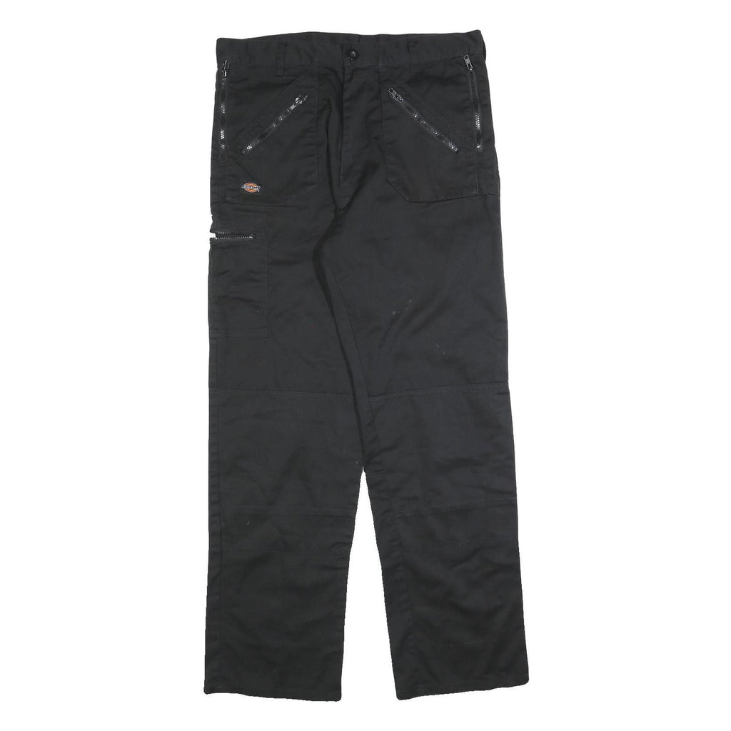 DICKIES Mens Cotton Blend Black Regular Straight Trousers W36 L32 Workwear