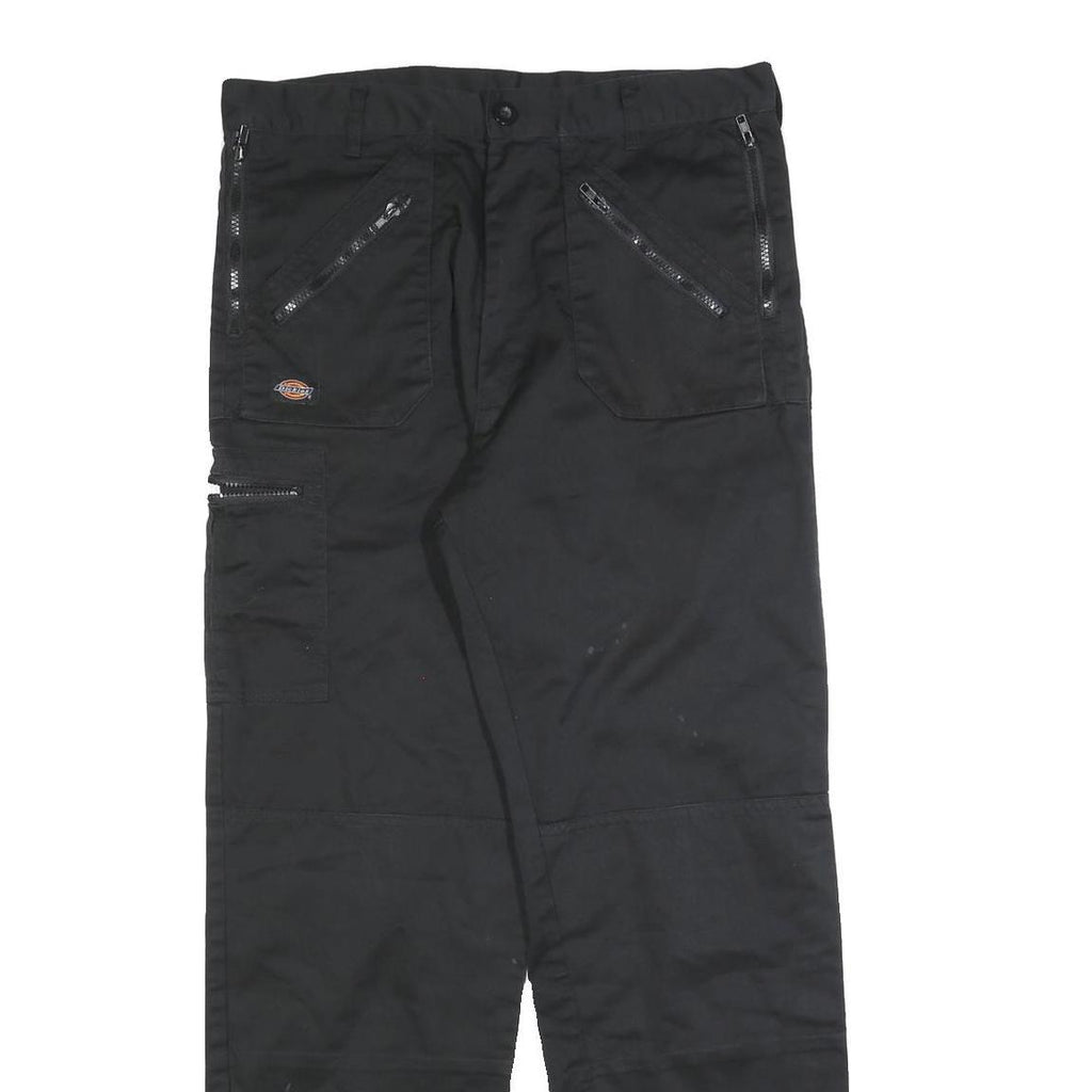 DICKIES Mens Cotton Blend Black Regular Straight Trousers W36 L32 Workwear