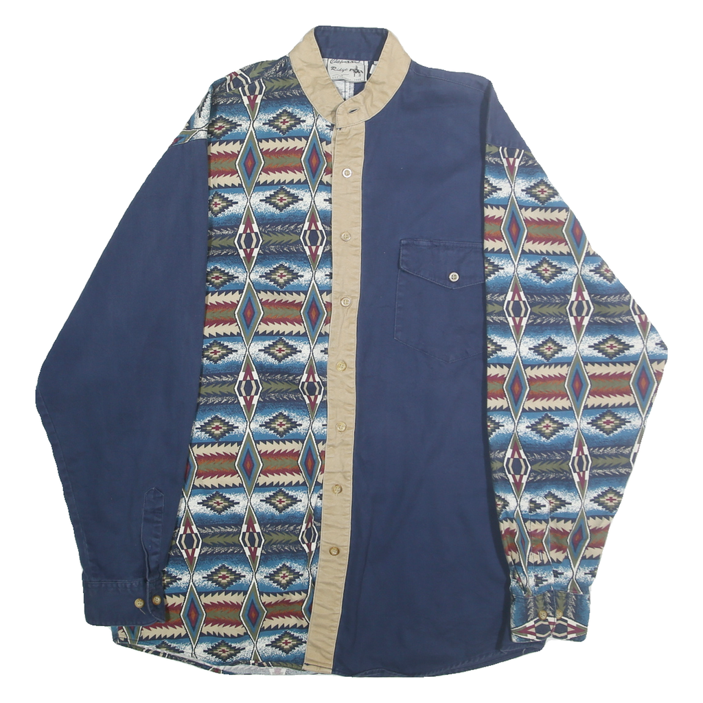 CHAPARRAL RIDGE Mens Blue & Beige Pattern Shirt L Cotton Casual Stylish