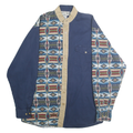CHAPARRAL RIDGE Mens Blue & Beige Pattern Shirt L Cotton Casual Stylish