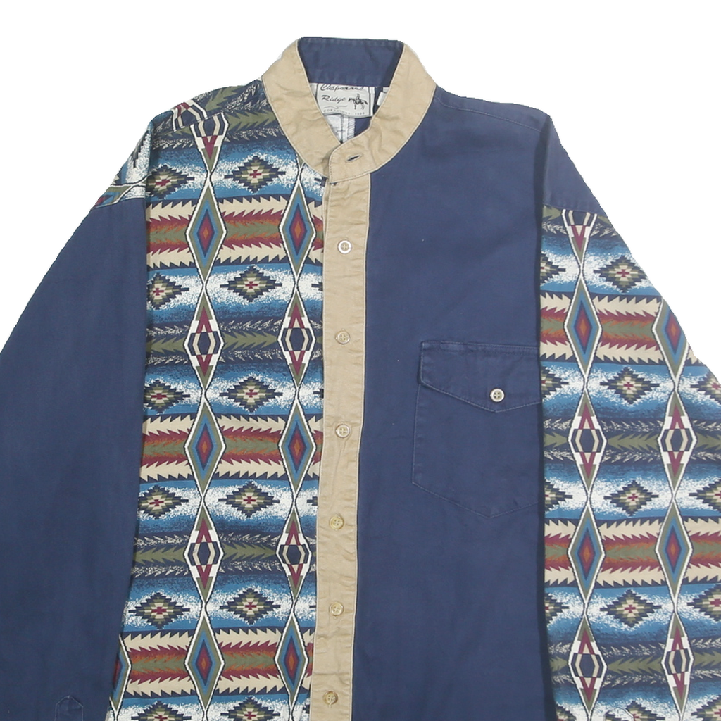 CHAPARRAL RIDGE Mens Blue & Beige Pattern Shirt L Cotton Casual Stylish