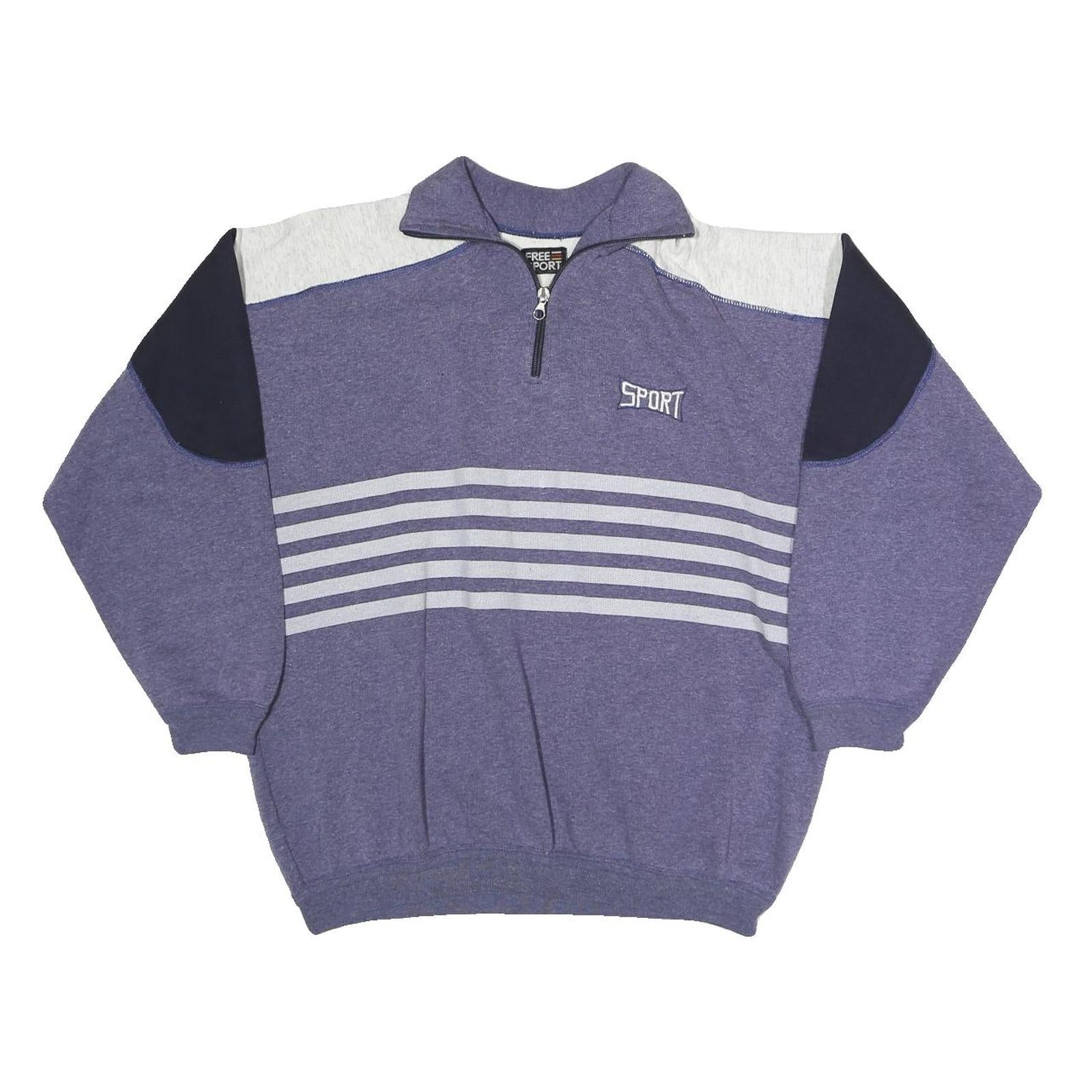 FREE SPORT Womens Purple & Grey Colourblock 1/4 Zip Sweatshirt M Sport Casual