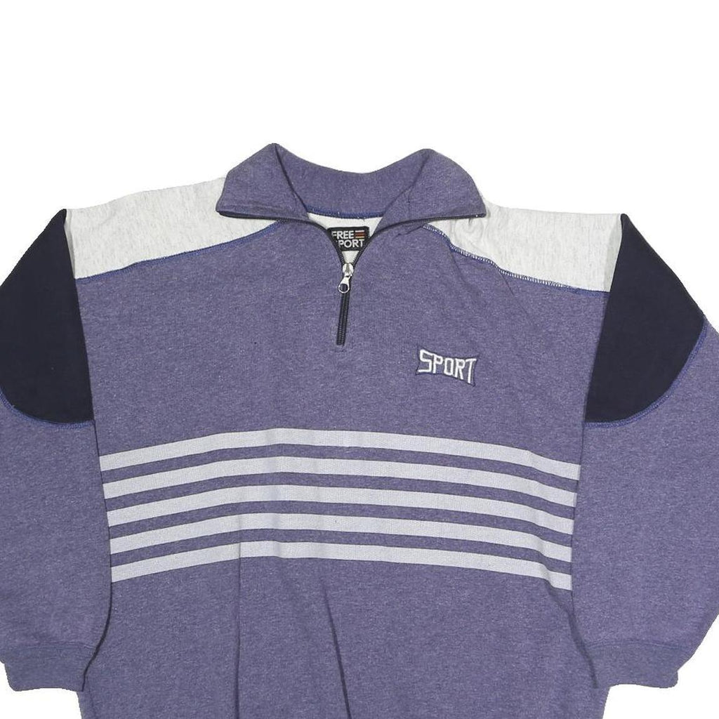 FREE SPORT Womens Purple & Grey Colourblock 1/4 Zip Sweatshirt M Sport Casual