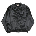 CARDINAL Mens Black Satin Bomber L Polyester Blend Button Jacket Plain Relaxed