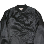 CARDINAL Mens Black Satin Bomber L Polyester Blend Button Jacket Plain Relaxed