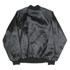 CARDINAL Mens Black Satin Bomber L Polyester Blend Button Jacket Plain Relaxed