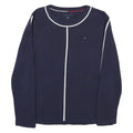 TOMMY HILFIGER Womens Navy Blue Plain Jumper Crew Neck Basic Knit L Stylish