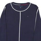 TOMMY HILFIGER Womens Navy Blue Plain Jumper Crew Neck Basic Knit L Stylish