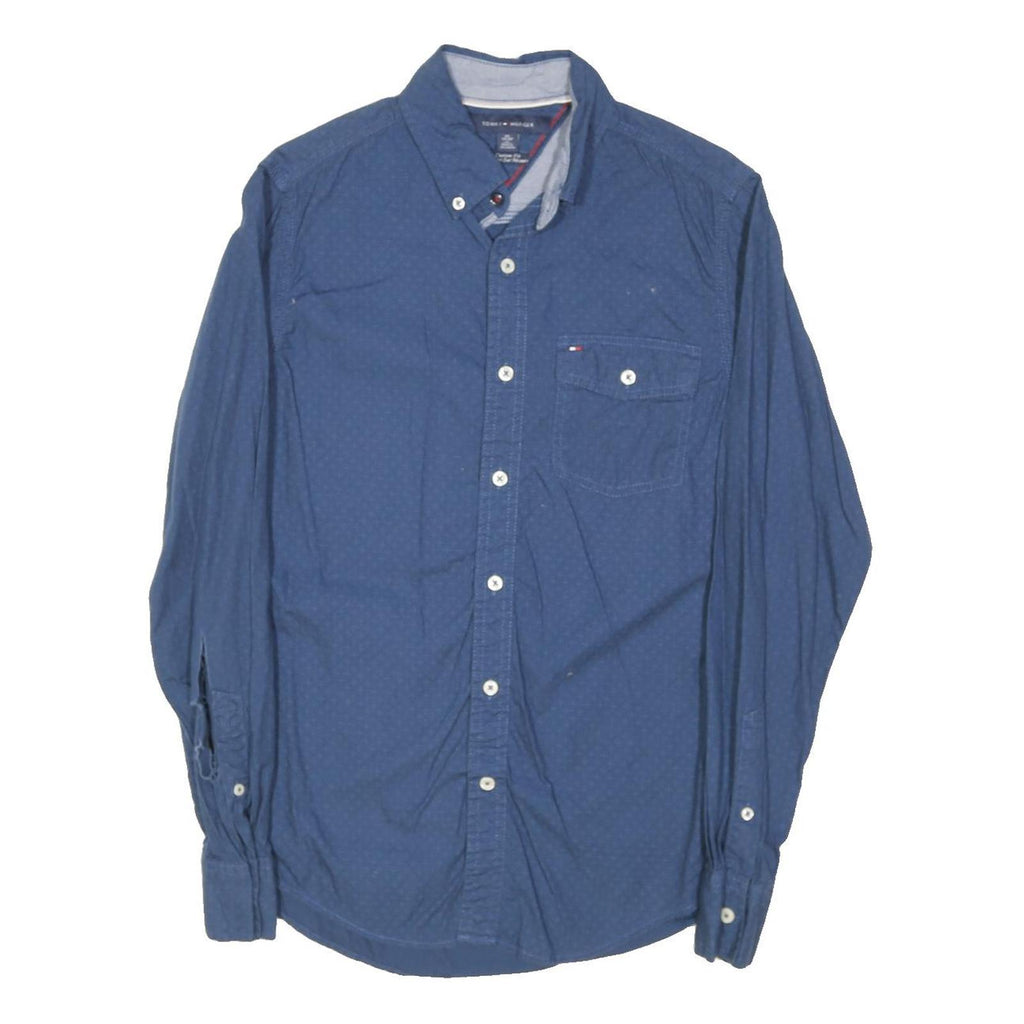TOMMY HILFIGER Mens Blue Shirt XS Cotton Blend Button Down Long Sleeve Casual
