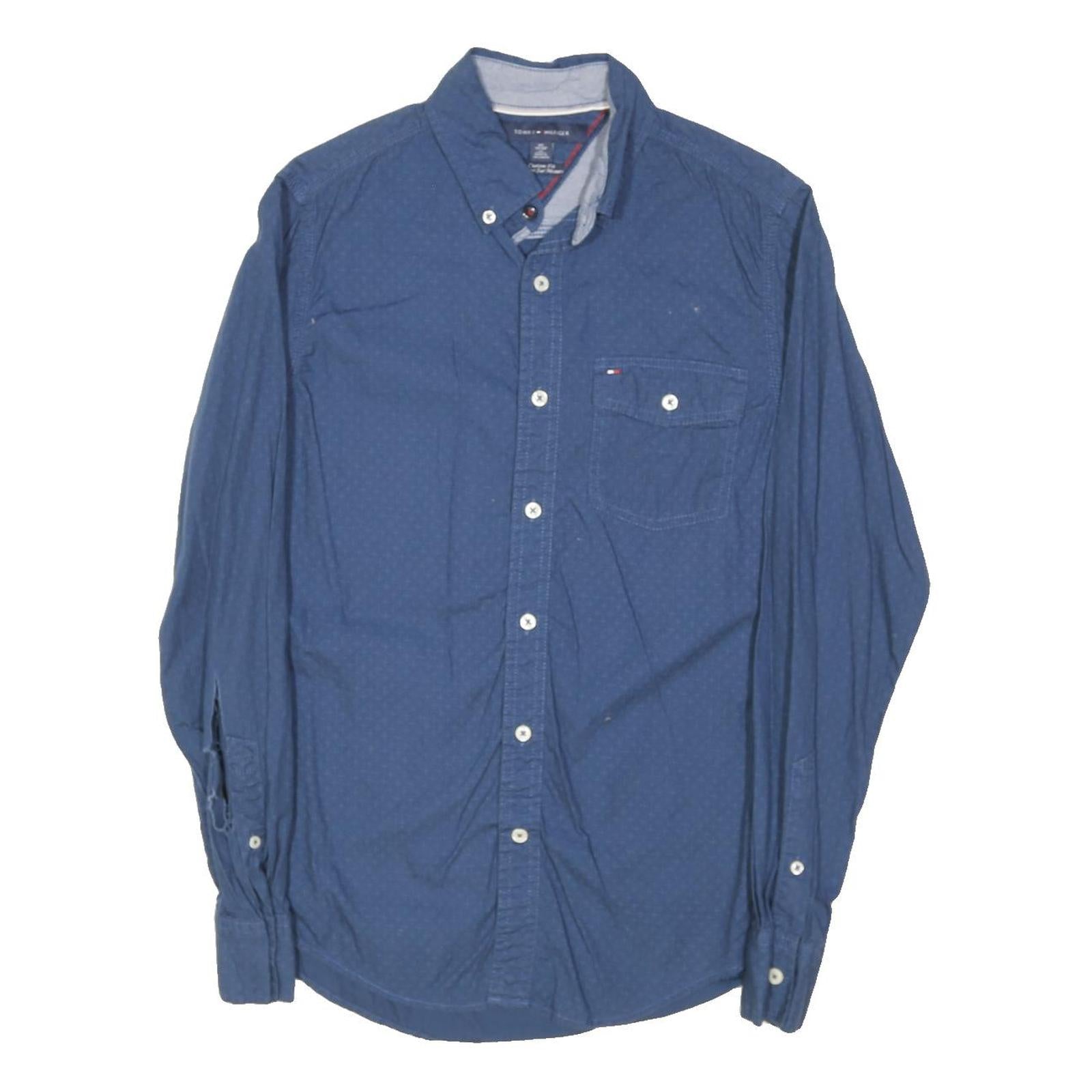 TOMMY HILFIGER Mens Blue Shirt XS Cotton Blend Button Down Long Sleeve Casual