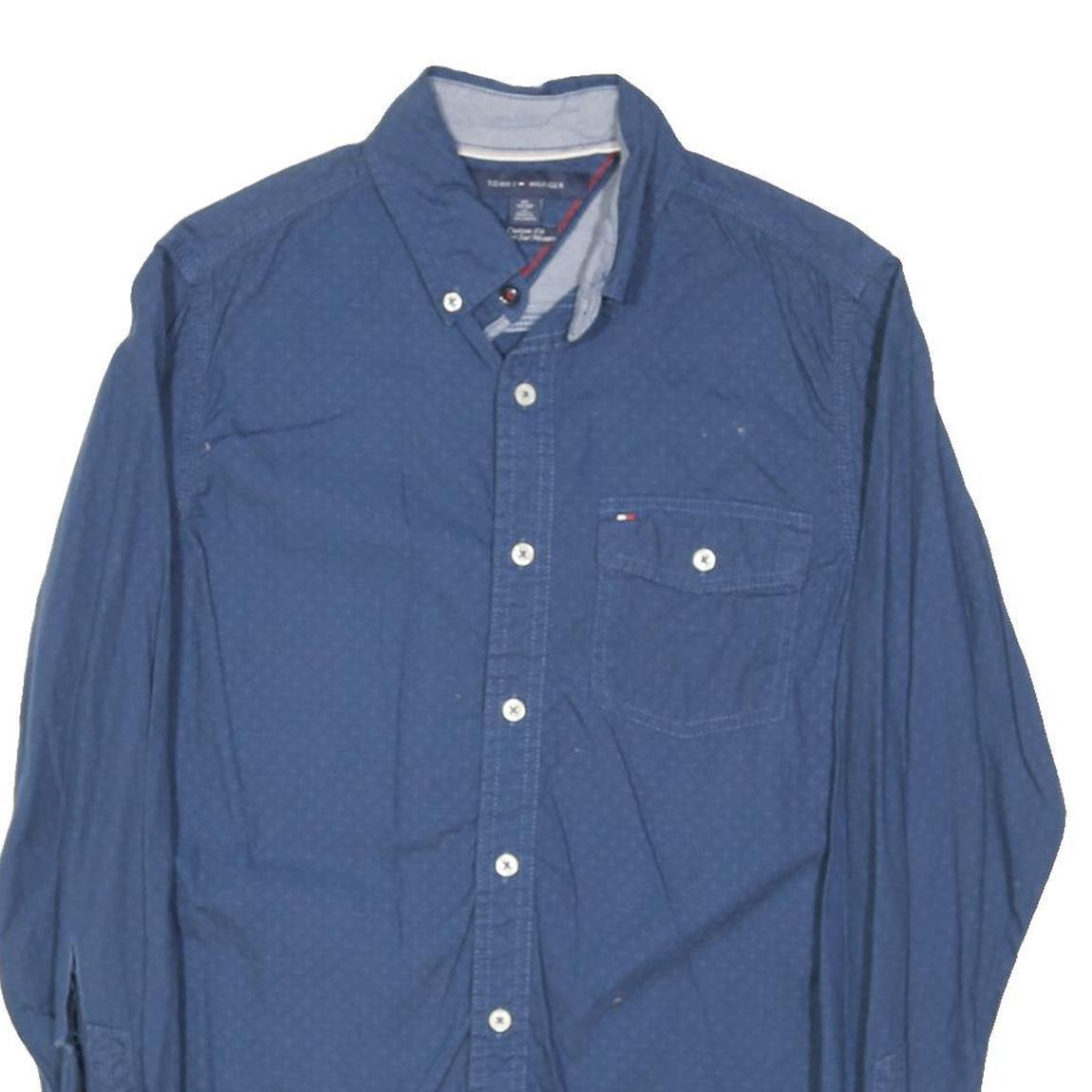 TOMMY HILFIGER Mens Blue Shirt XS Cotton Blend Button Down Long Sleeve Casual
