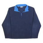 FILA Mens Navy Blue Pullover Plain 1/4 Zip Polyester XL Sports Jumper Cozy