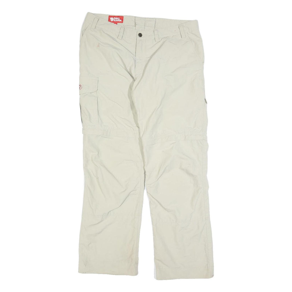 FJALLRAVEN Womens Polyester Blend Beige Regular Cargo Trousers W34 L30 Outdoor