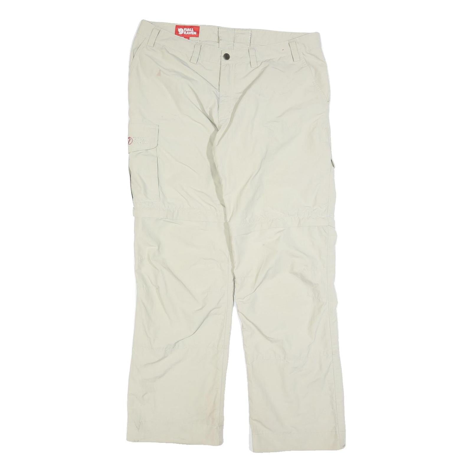 FJALLRAVEN Womens Polyester Blend Beige Regular Cargo Trousers W34 L30 Outdoor