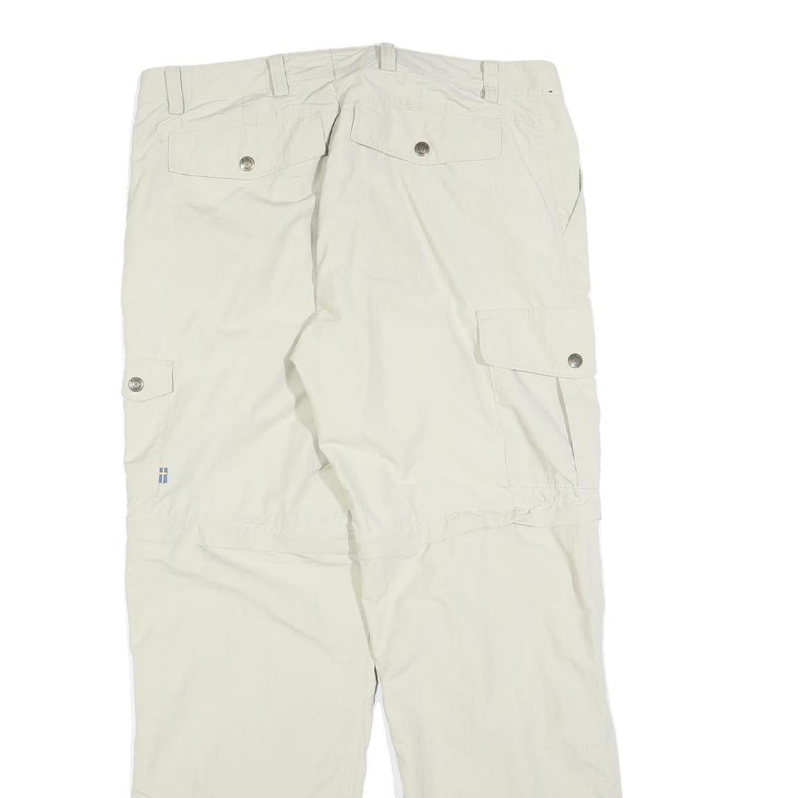 FJALLRAVEN Womens Polyester Blend Beige Regular Cargo Trousers W34 L30 Outdoor