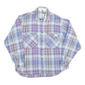 Mens Blue & Purple Check Shirt M Cotton Blend Workwear Relaxed Fit Casual