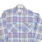Mens Blue & Purple Check Shirt M Cotton Blend Workwear Relaxed Fit Casual