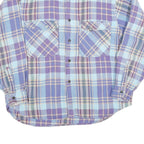 Mens Blue & Purple Check Shirt M Cotton Blend Workwear Relaxed Fit Casual