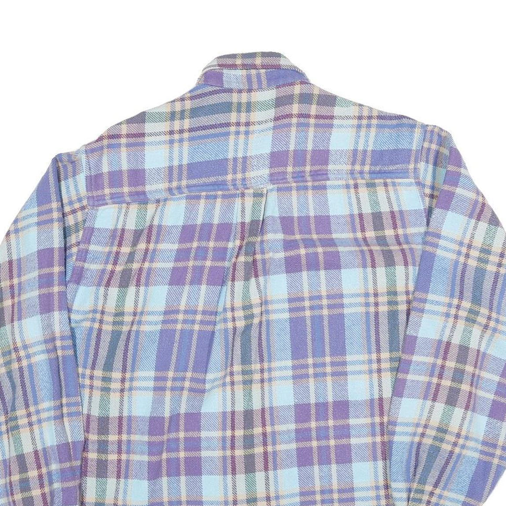 Mens Blue & Purple Check Shirt M Cotton Blend Workwear Relaxed Fit Casual