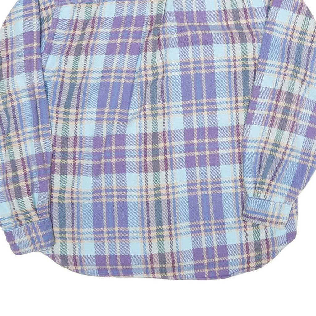 Mens Blue & Purple Check Shirt M Cotton Blend Workwear Relaxed Fit Casual