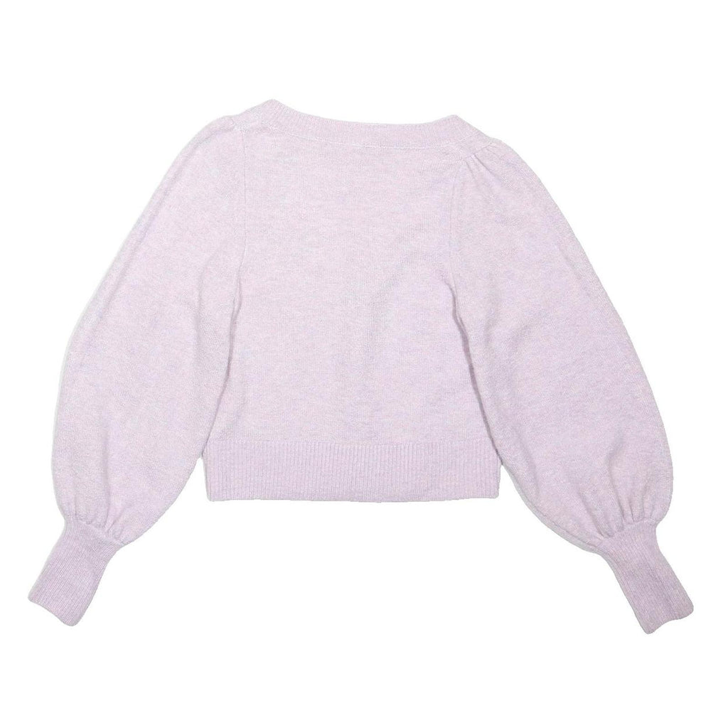 FRENCH CONNECTION Womens Lilac Plain Button Up Jumper Crew Neck Rib Knit Size S