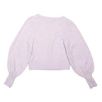 FRENCH CONNECTION Womens Lilac Plain Button Up Jumper Crew Neck Rib Knit Size S