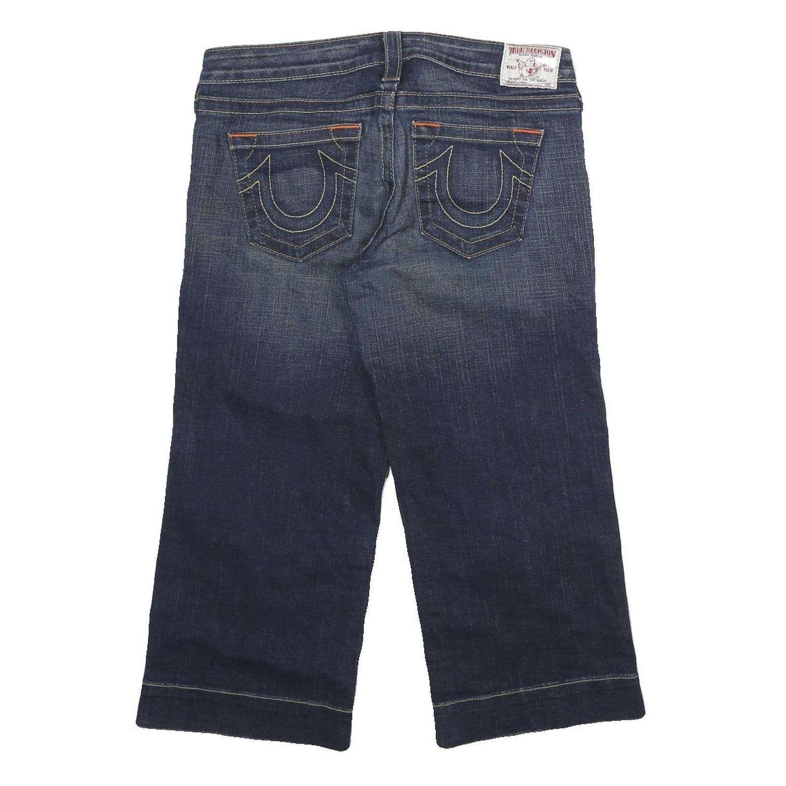 TRUE RELIGION Womens Denim Blue Shorts M W29 Cropped Casual