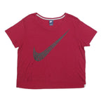 NIKE Womens Red Graphic T-Shirt L Short Sleeve Round Neck Sports Casual