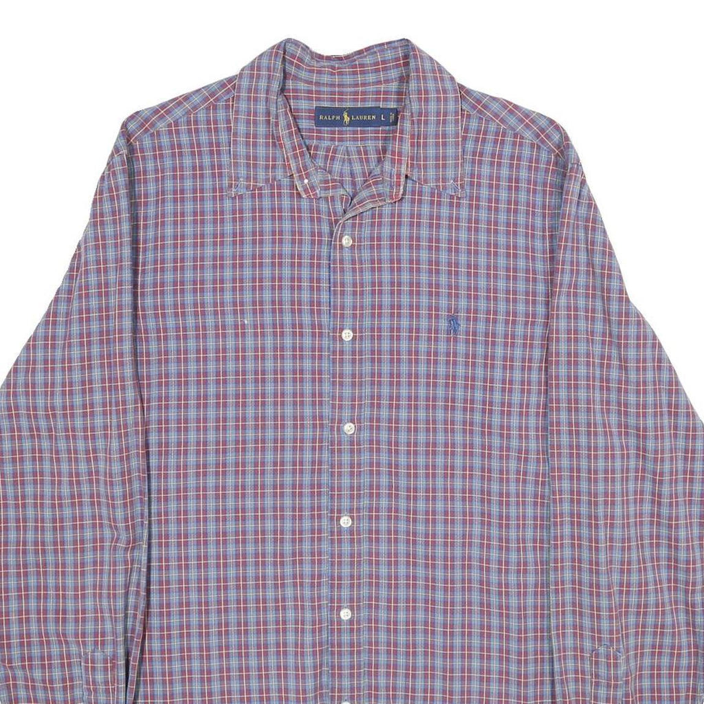 RALPH LAUREN Mens Blue & Red Check Cotton Shirt L Casual Classic Fit