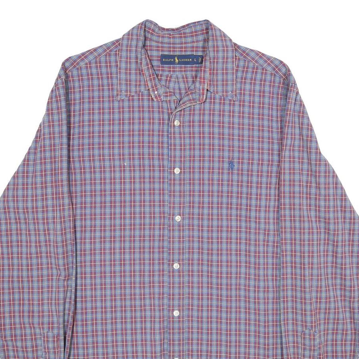 RALPH LAUREN Mens Blue & Red Check Cotton Shirt L Casual Classic Fit