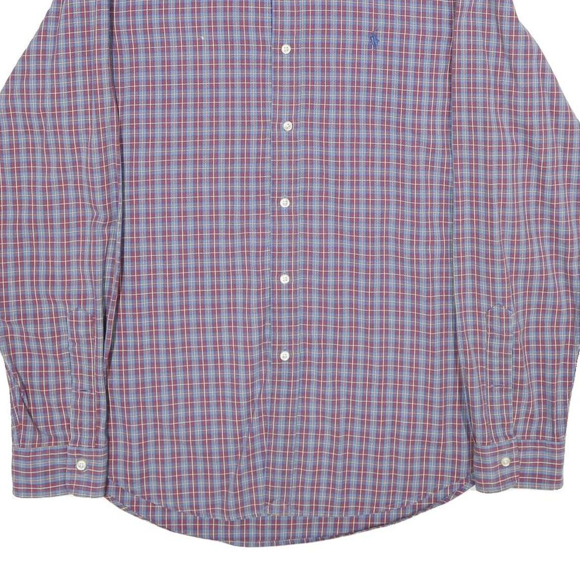 RALPH LAUREN Mens Blue & Red Check Cotton Shirt L Casual Classic Fit