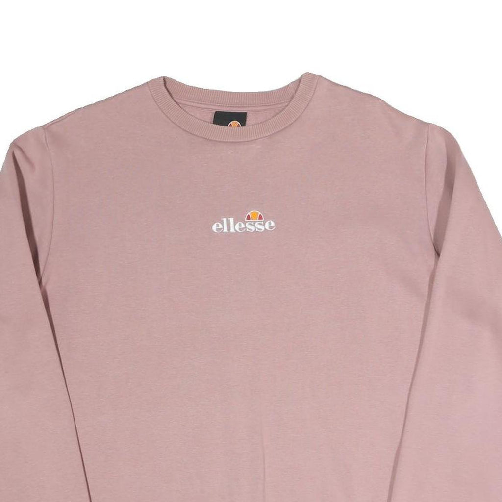 ELLESSE Womens Pink Cotton Blend Crew Neck UK 14 Sweatshirt Casual Pullover