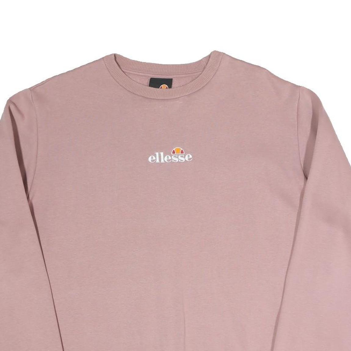 ELLESSE Womens Pink Cotton Blend Crew Neck UK 14 Sweatshirt Casual Pullover