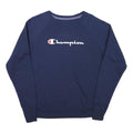 CHAMPION Mens Navy Blue Logo Crew Neck M Cotton Blend Pullover Sweatshirt