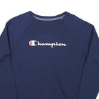 CHAMPION Mens Navy Blue Logo Crew Neck M Cotton Blend Pullover Sweatshirt