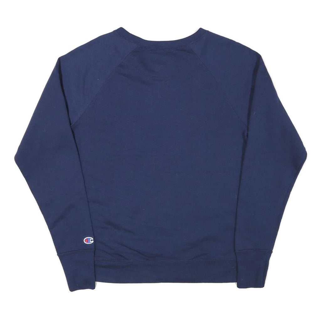 CHAMPION Mens Navy Blue Logo Crew Neck M Cotton Blend Pullover Sweatshirt