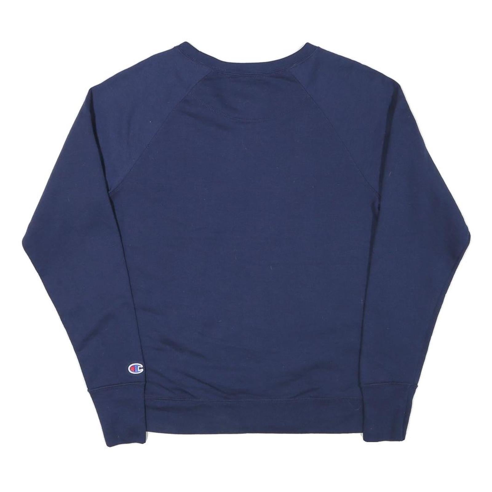 CHAMPION Mens Navy Blue Logo Crew Neck M Cotton Blend Pullover Sweatshirt