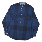 NAUTICA Mens Blue Check Shirt XL Cotton Blend Long Sleeve Classic Fit Casual