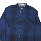 NAUTICA Mens Blue Check Shirt XL Cotton Blend Long Sleeve Classic Fit Casual