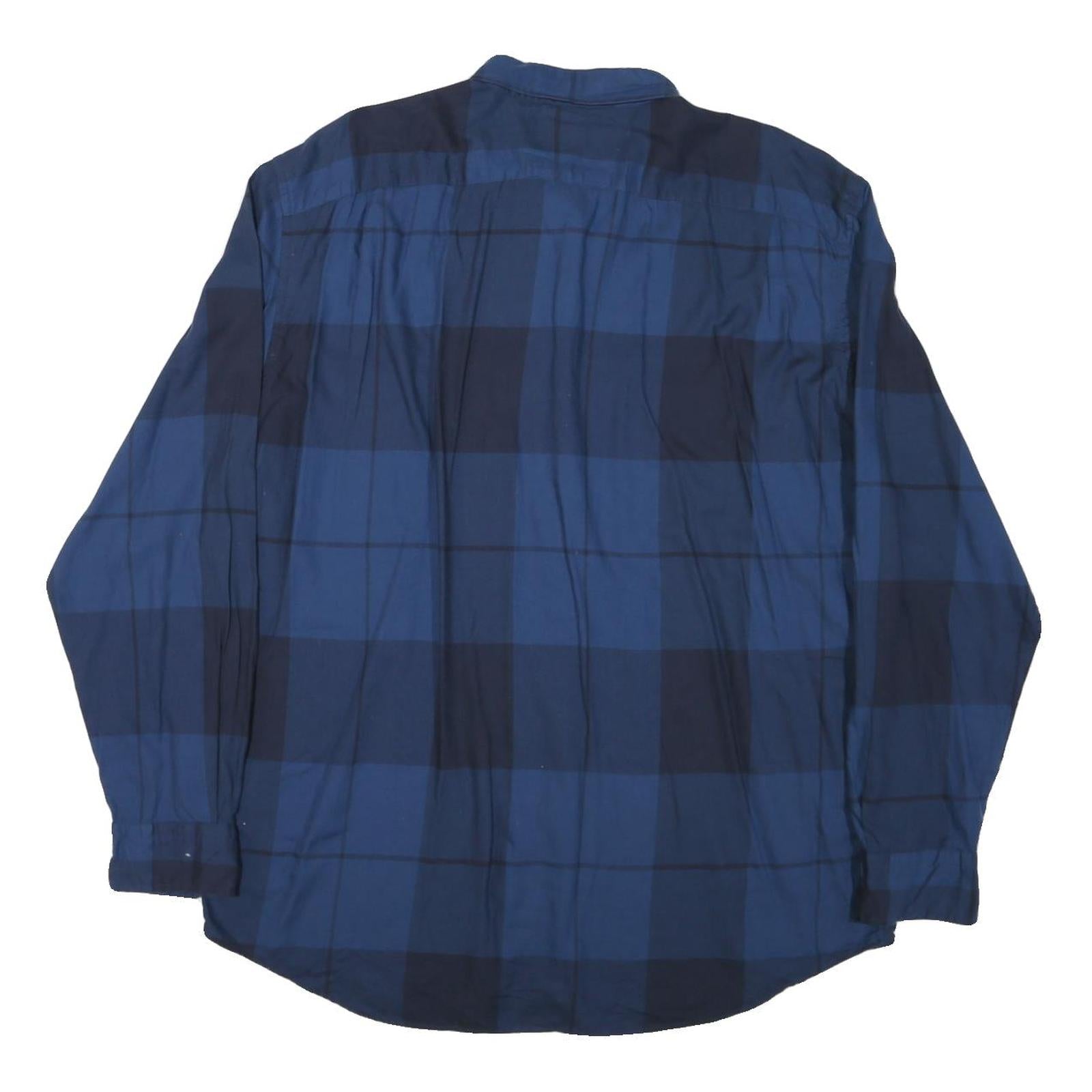 NAUTICA Mens Blue Check Shirt XL Cotton Blend Long Sleeve Classic Fit Casual