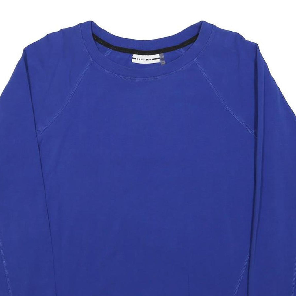 DKNY Womens Blue Crew Neck S Sport Logo Detail Sweatshirt Pullover