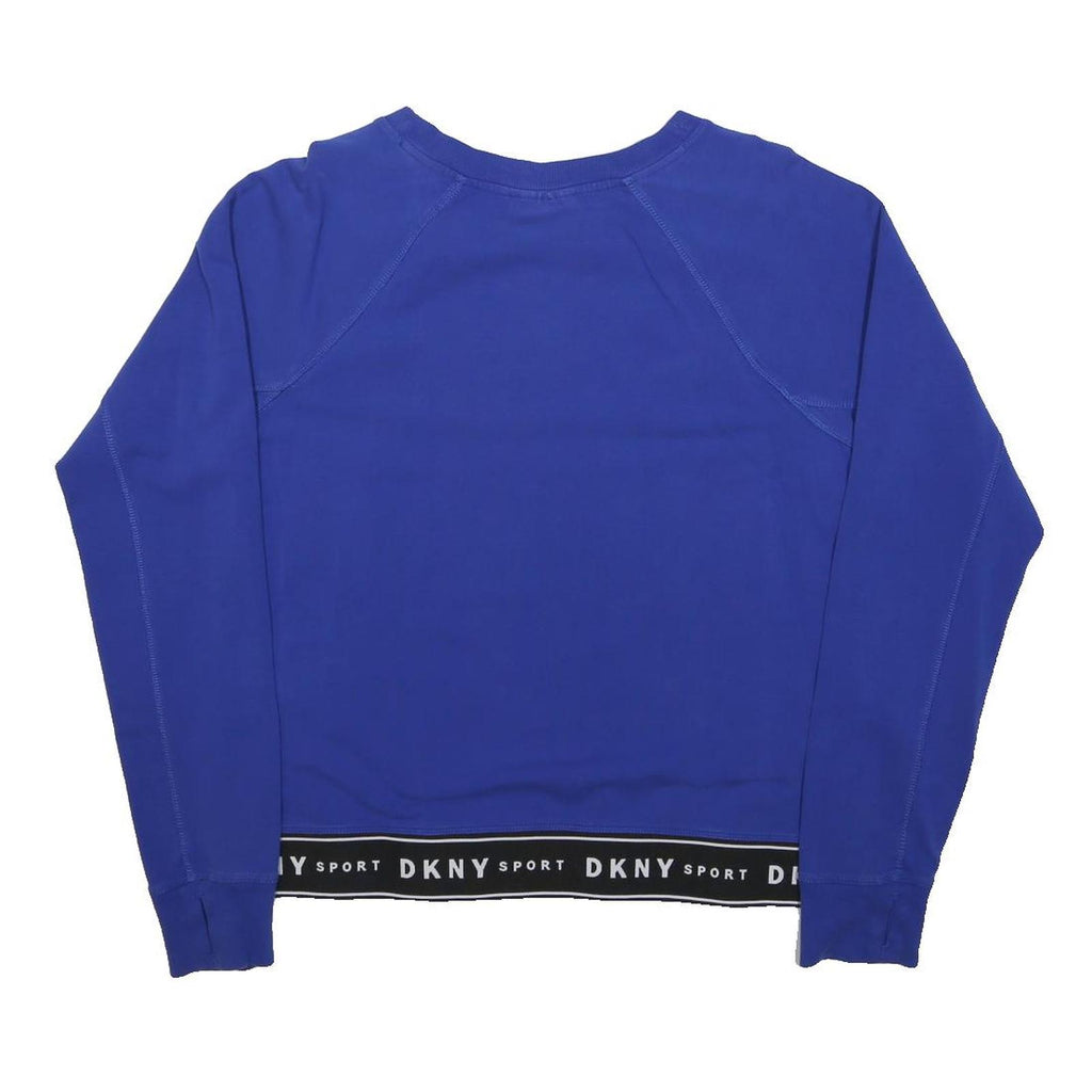 DKNY Womens Blue Crew Neck S Sport Logo Detail Sweatshirt Pullover