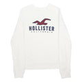 HOLLISTER Mens White Crew Neck XS Cotton Blend Pullover Sweatshirt Logo