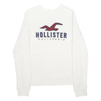HOLLISTER Mens White Crew Neck XS Cotton Blend Pullover Sweatshirt Logo